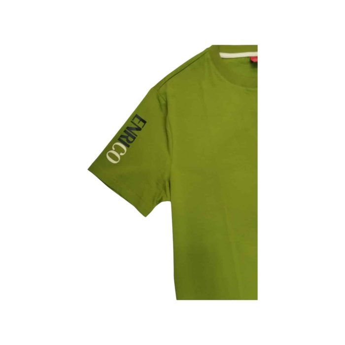 559 164 C | The <em>Enrico Coveri Side Logo Print T-shirt</em> in Olive combines minimalist design with bold branding for a versatile and stylish look. Made from soft, high-quality cotton, it offers all-day comfort while maintaining durability and breathability. The subtle side logo print and earthy olive tone make this t-shirt an ideal choice for both casual outings and semi-formal ensembles, providing a perfect balance of fashion and functionality.