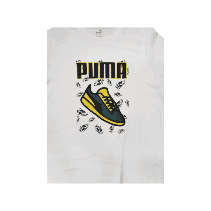 694 47B | The Puma Graphics Sneaker T-Shirts White combines sleek design with premium comfort, making it a versatile piece for any wardrobe. Crafted from soft, durable fabric, this shirt ensures a flattering fit and pairs effortlessly with any outfit for a stylish, modern look.