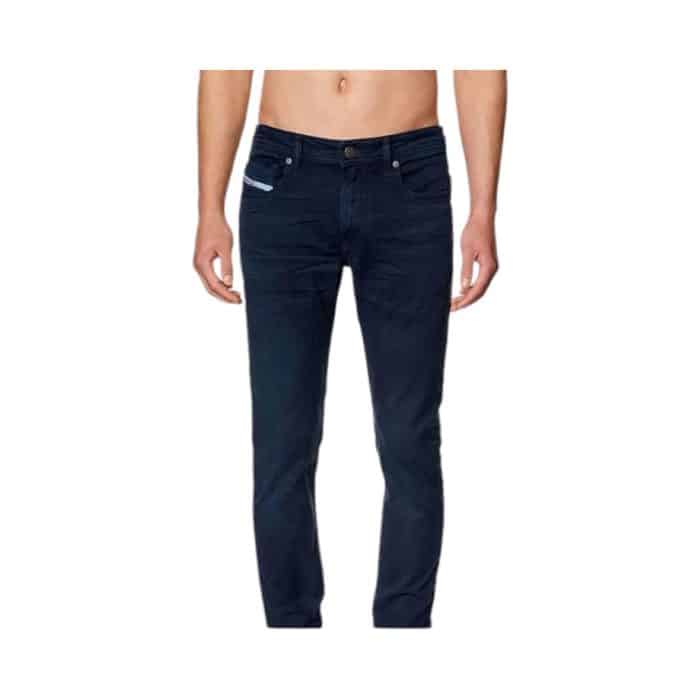 866 12 B | The Diesel Jeans 1979 Sleenker Oenak Dark Denim features a sleek slim fit crafted from high-quality denim, providing a comfortable yet tailored look that flatters your silhouette. The rich, deep Oenak color adds sophistication and versatility, making it easy to style with a variety of tops, whether you're dressing up for a night out or keeping it casual for a day out with friends. Enhanced by subtle whiskering and fading, these jeans embody a modern aesthetic while offering durability through reinforced stitching, ensuring they remain a staple in your wardrobe for years to come.