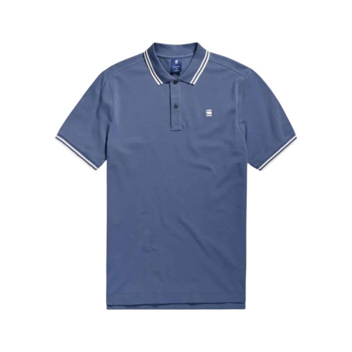 G Star Golfer Dunda Slim Stripe Polo S/S Avio Blue