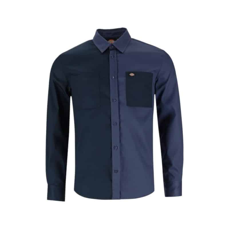 Dickies Brookfield Colour Block LS Shirt Navy/Airforce