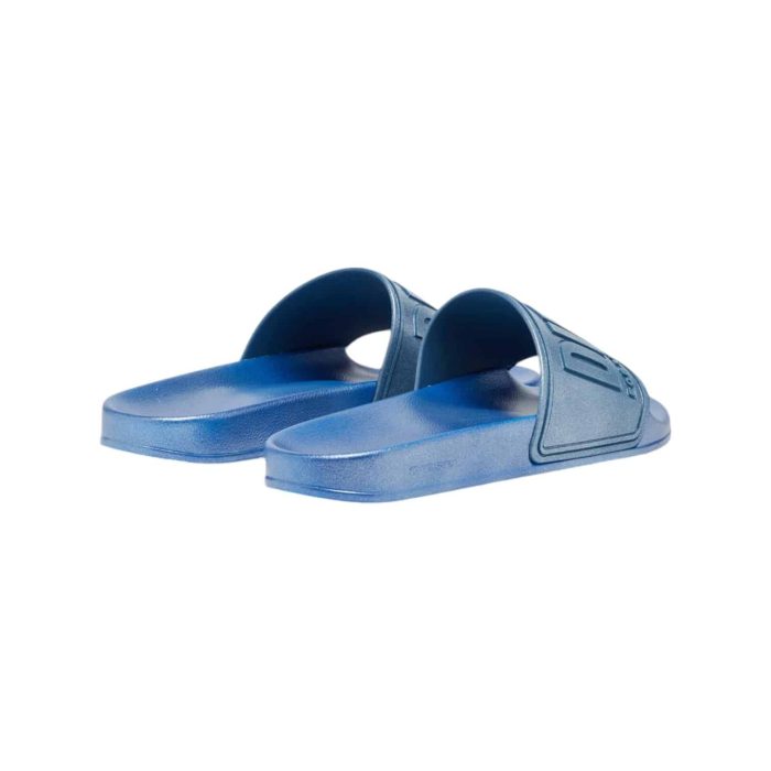 Diesel Metallic Blue 3 | The <em>Diesel SA-Mayemi CC Sandals Metallic Blue</em> effortlessly combine style and comfort, featuring a striking metallic blue finish that adds a bold touch to any casual outfit. Crafted from high-quality synthetic materials, these sandals offer a cushioned footbed for all-day comfort and support, while the slip-on design ensures easy wear and a secure fit. With a durable, textured sole providing excellent grip, these versatile sandals are perfect for everything from beach days to city strolls, making them an essential addition to your summer wardrobe.