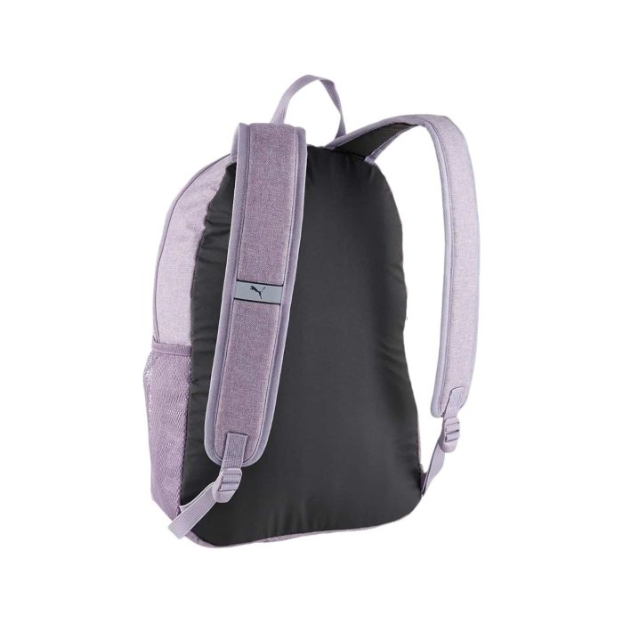 171 66 B | The Puma Backpack Phase III Pale Plum combines a stylish pale plum color with functional design, making it an ideal choice for daily use. It features a spacious main compartment with a padded laptop sleeve for secure storage, a front zip pocket for easy access to essentials, and side mesh pockets for added convenience. With adjustable shoulder straps and a padded back panel, this lightweight yet durable backpack offers both comfort and versatility, perfect for school, work, or casual outings.