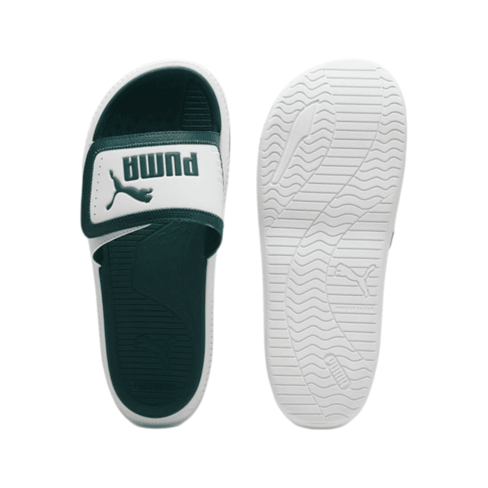 389 32C | The <em>Puma Softride Pro Slide 24 V White/Green</em> offers a blend of sleek style and luxurious comfort, featuring a clean white base accented by fresh green detailing that adds a modern, sporty look to any casual outfit. Built with Puma's Softride technology, these slides provide plush, contoured cushioning that supports your feet for all-day comfort, making them perfect for post-workout wear, lounging, or everyday errands. Designed with a durable, water-resistant construction and a secure strap, they deliver reliable traction and stability, allowing you to enjoy both style and practicality in every step.