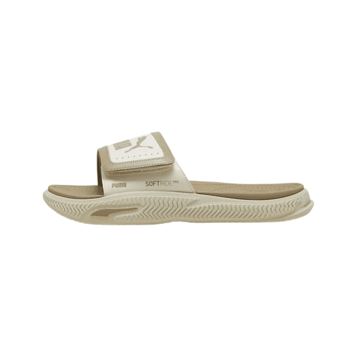 389 33A | The <em>Puma Softride Pro Slide 24 V Taupe</em> combines a sleek, versatile design with Puma’s Softride comfort technology, offering a cushioned and supportive feel that’s perfect for all-day wear. Its sophisticated taupe color and minimalist style make it easy to pair with anything from gym outfits to casual loungewear, adding a touch of understated elegance to any look. Built with a durable, water-resistant construction and a contoured footbed, these slides provide long-lasting comfort and stability, making them ideal for everything from post-workout recovery to everyday errands.