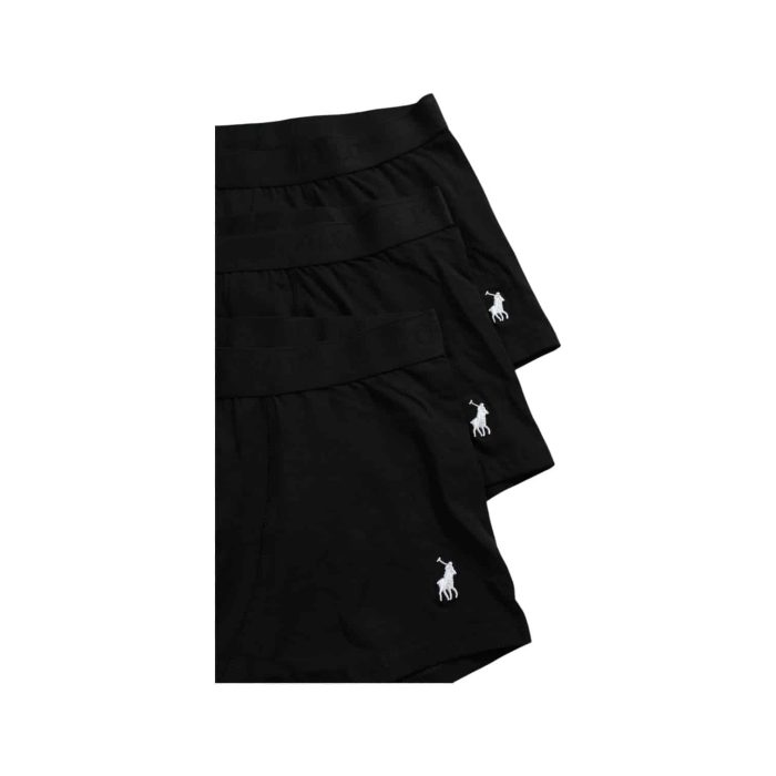 642 5 D | The Polo Boxer Basic Knit Print 3-Pack in Plain Black combines comfort, durability, and timeless style for your everyday essentials. Each pair is crafted from soft, breathable cotton knit with a relaxed fit, featuring an elastic waistband that ensures a secure, comfortable fit throughout the day. With a sleek plain black design and the classic Polo logo on the waistband, these boxers offer understated sophistication that’s versatile enough for any outfit or occasion.