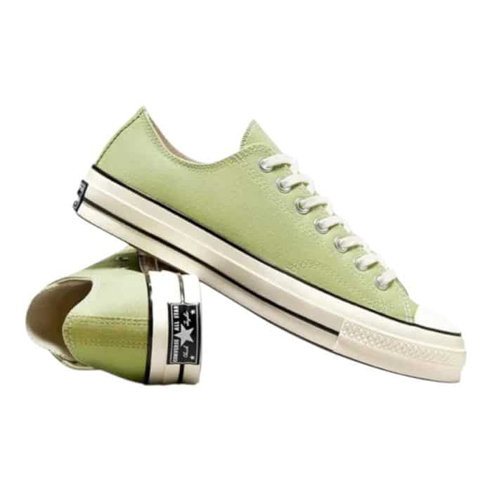 126 79 E | <hr /> The Converse Chuck Low 70 in Vitality Green, Egret and black effortlessly merges vintage charm with modern flair, making it a standout choice for any sneaker enthusiast. Its vibrant Vitality Green canvas upper is complemented by an Egret-colored midsole, delivering a bold yet balanced aesthetic that’s perfect for adding personality to any outfit. Crafted with premium materials, enhanced cushioning, and a timeless silhouette, this shoe provides exceptional comfort and durability, ensuring it remains a versatile and stylish staple for years to come.