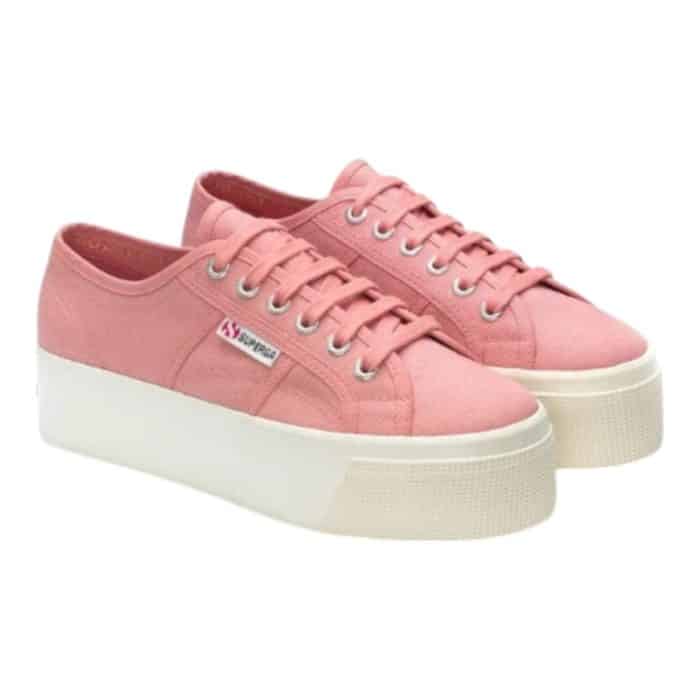 556 8 B | The Superga 2790 Platform Linea Up and Down in Pink Dusty-F Avorio combines a striking platform silhouette with a soft, feminine color palette, offering a bold yet elegant look perfect for elevating any outfit. Crafted with premium canvas and featuring a thick, textured rubber sole, this sneaker not only provides exceptional comfort and durability but also adds a trendy lift to your stride. The delicate pink dusty shade, accented with contrasting avorio details, brings a fresh, sophisticated vibe, making these platform sneakers an ideal choice for both casual outings and chic, everyday wear.