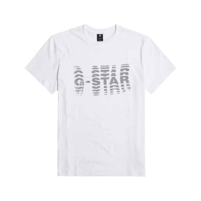 G Star Raw T Shirt Shattered Graphic White