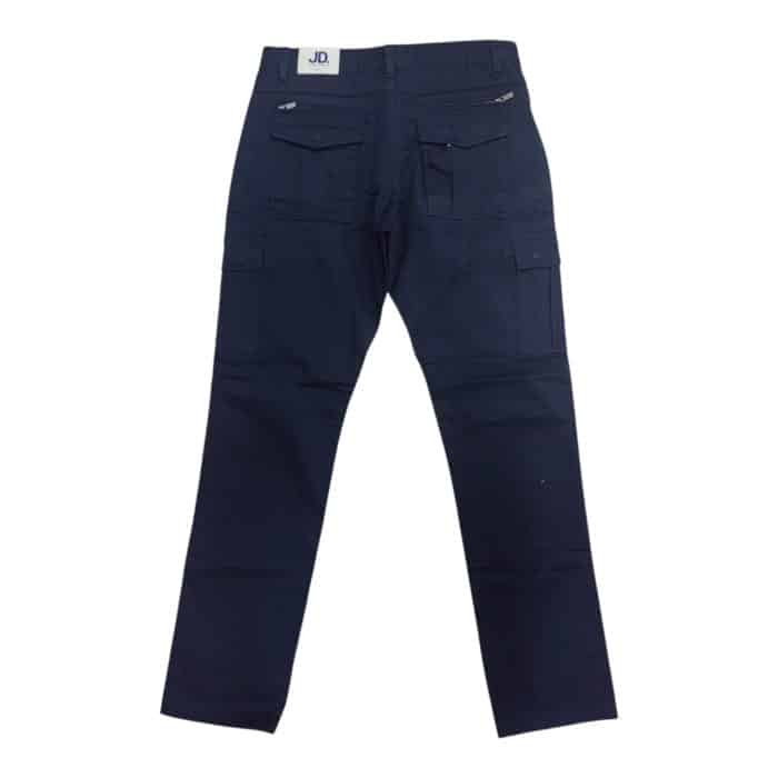 331 43 A rotated | The JD Chino Evan Navy offers a perfect combination of comfort and style, crafted from a high-quality cotton-elastane blend that ensures a soft, flexible fit while maintaining a sleek, modern silhouette. With its rich navy color, these chinos are versatile enough to pair with both casual and semi-formal outfits, making them an essential piece for any wardrobe. Designed with attention to detail, they feature a smooth, slim cut, sturdy stitching, and a clean finish, ensuring both durability and a polished look for any occasion.