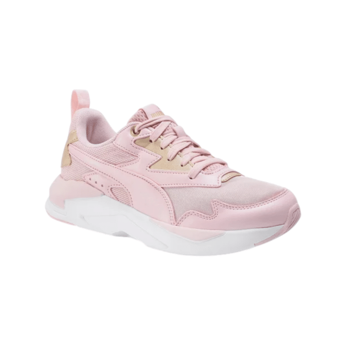 334 5 B | The Puma X-Ray Lite Peachskin/Gold combines bold design with modern comfort, featuring a striking peachskin and gold colorway that effortlessly elevates any casual or athleisure outfit. Built with a lightweight EVA midsole and SoftFoam+ cushioning, it delivers superior comfort and support, ensuring every step feels effortless, whether you're running errands or hitting the gym. Its breathable mesh upper, durable overlays, and sleek silhouette make it a stylish yet practical choice for those who demand both performance and aesthetics in their footwear.