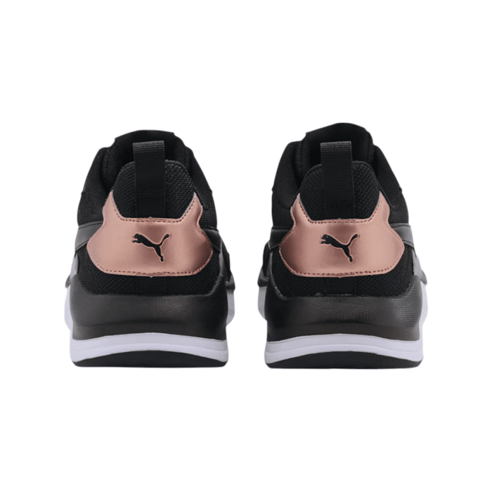 344 7 C | The Puma X-Ray Lite Black/Rose Gold combines sleek, modern aesthetics with lightweight comfort, making it the perfect sneaker for casual wear or light activity. Its breathable mesh upper with synthetic overlays ensures durability and all-day comfort, while the rose gold accents add a touch of elegance to the bold black design. With Puma’s IMEVA midsole technology for superior cushioning and a grippy rubber outsole, this shoe delivers both style and functionality for every step you take.