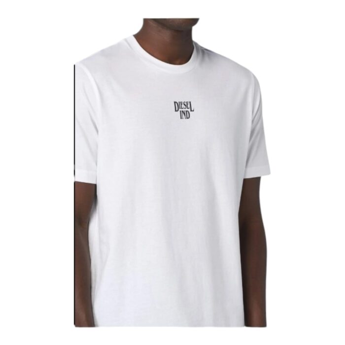 862 49 | The Diesel T-Just G17 White T-Shirt is a premium casual staple crafted from soft, breathable cotton jersey, ensuring all-day comfort while maintaining a sleek and modern aesthetic with its regular fit silhouette. Featuring a distinctive blurred Diesel logo across the chest, achieved through an innovative wet-printing technique, this T-shirt stands out with a bold yet artistic touch that adds a contemporary edge to any outfit. Versatile and easy to style, this wardrobe essential pairs effortlessly with jeans, joggers, or layered under a jacket, making it a go-to choice for those who appreciate both comfort and fashion-forward design.