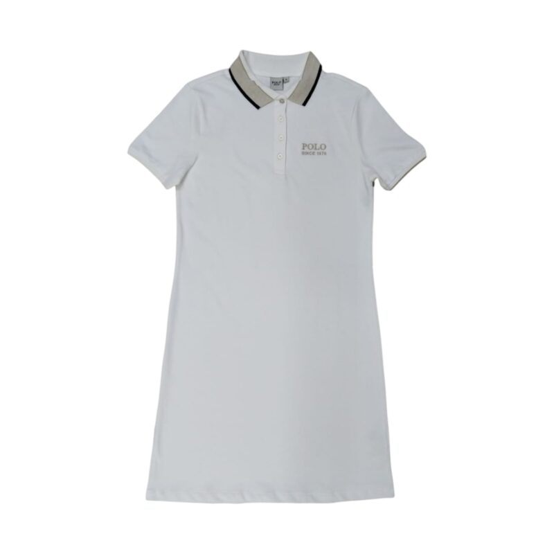 Polo Golfer Dress Macey Tipped Off White