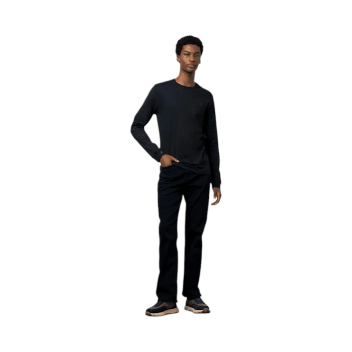 304 3DD | The Polo Essential Long Sleeve Tee Custom Fit Black is a sophisticated and versatile long-sleeve crewneck designed for those who appreciate both comfort and style, featuring a tailored fit that enhances your silhouette while allowing for effortless movement. Crafted from premium-quality cotton, this shirt offers a soft, breathable feel with durable ribbed cuffs and neckline, ensuring long-lasting wear and resistance to shrinking or fading even after multiple washes. Perfect for layering or wearing on its own, its timeless black color effortlessly pairs with any outfit, making it an essential wardrobe staple for casual and semi-formal occasions alike.